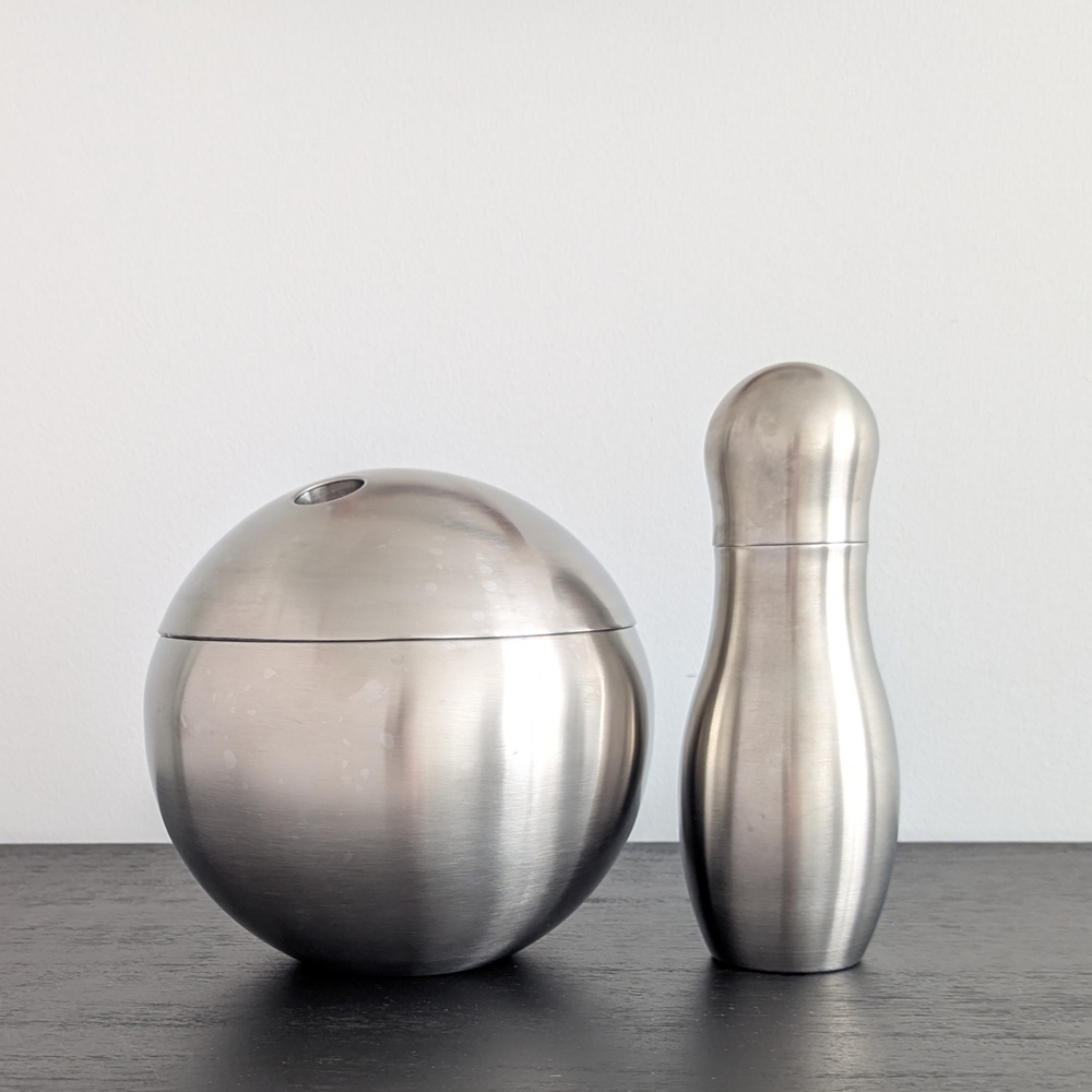 Stainless Steel Bowling Ball Ice Bucket & Pin Shaker Set